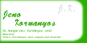 jeno kormanyos business card