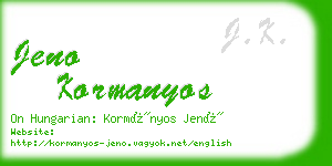 jeno kormanyos business card